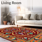 Vibrant Red Floral Arch Medallion Rug