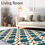Deep Teal Starburst Floral Medallion Rug