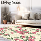 Pink Rose Botanical Garden Design Rug