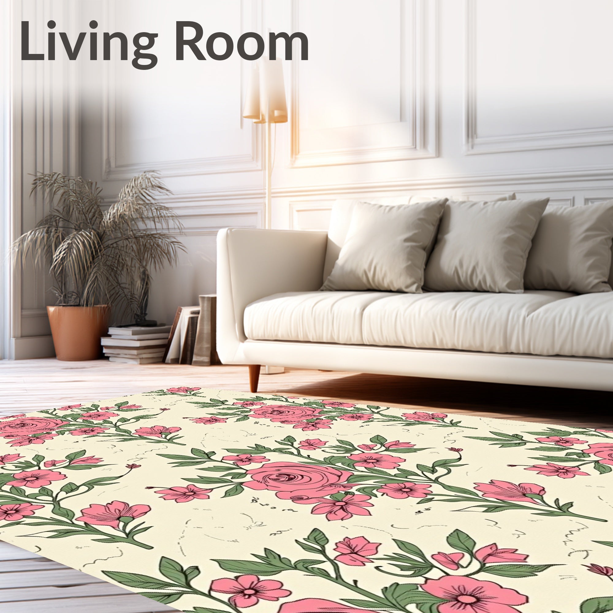Pink Rose Botanical Garden Design Rug