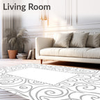 Ornate Swirling Gray Line Art Rug