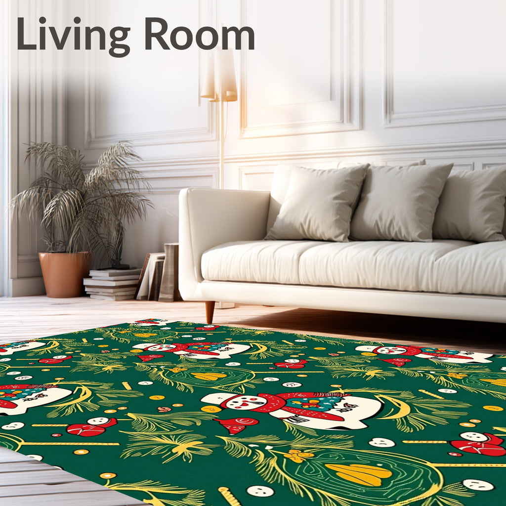 Festive Snowman Christmas Tree Garland Rug