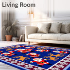 Cheerful Santa Claus Reindeer Christmas Rug