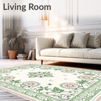 Pale Cream Floral Garden Square Rug