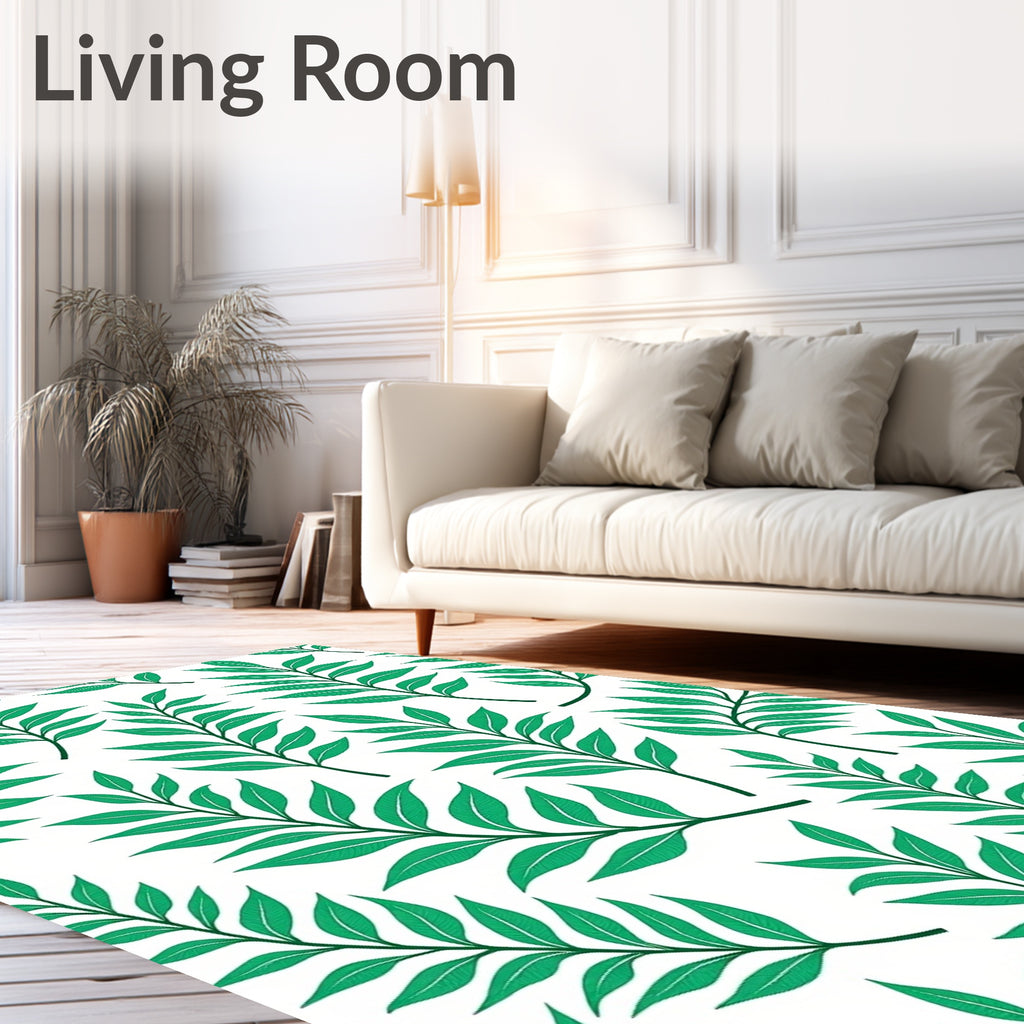 Emerald Verdant Leaf Branch Arrangement Rug