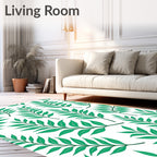 Emerald Verdant Leaf Branch Arrangement Rug