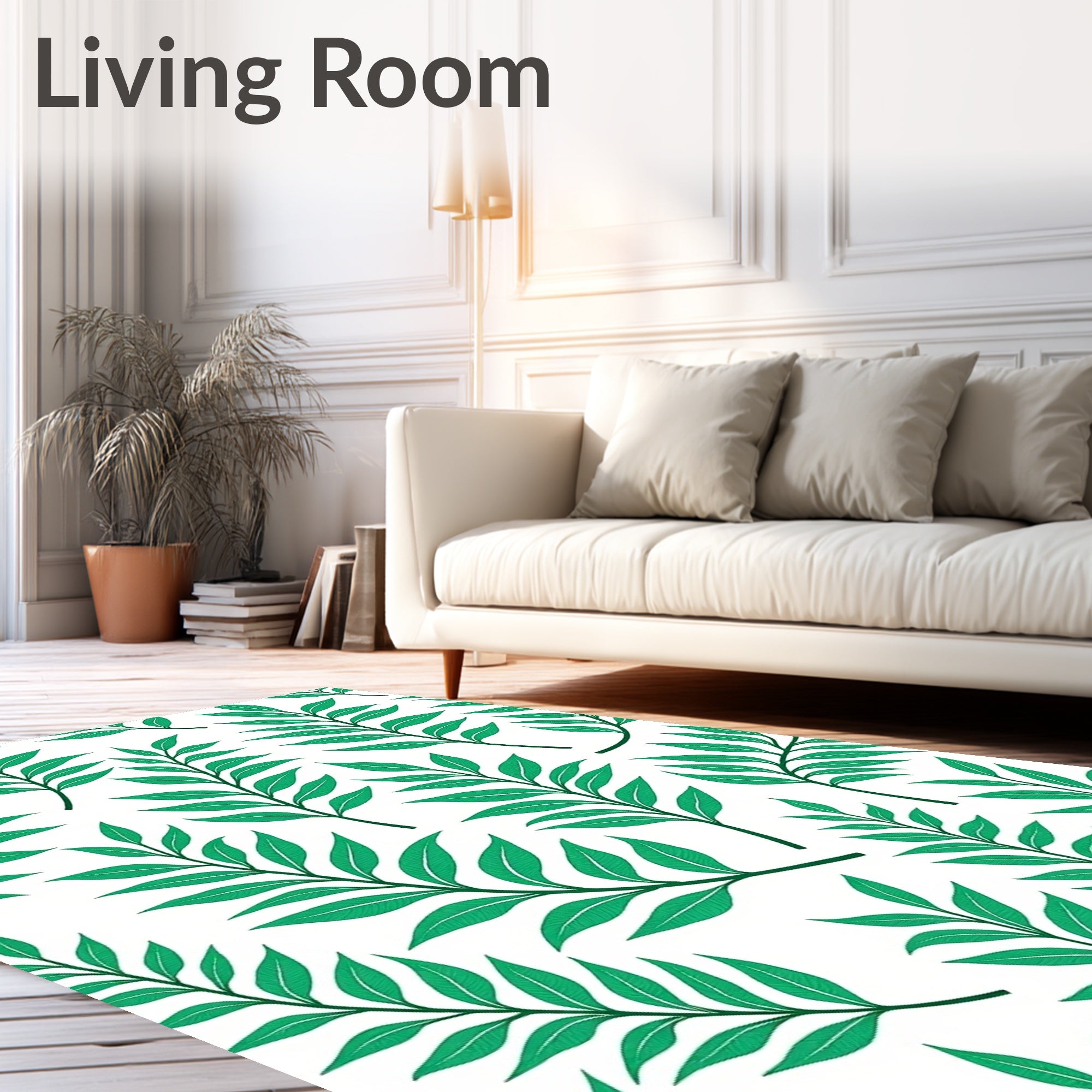 Emerald Verdant Leaf Branch Arrangement Rug