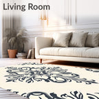 Classic Blue And Cream Floral Medallion Rug
