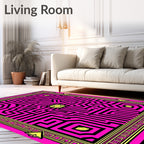 Vivid Pink Maze Geometric Diamond Rug