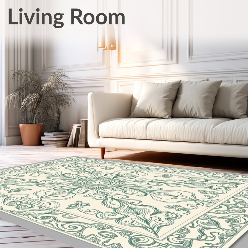 Classic Teal Scrollwork Medallion Rug