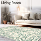 Classic Teal Scrollwork Medallion Rug