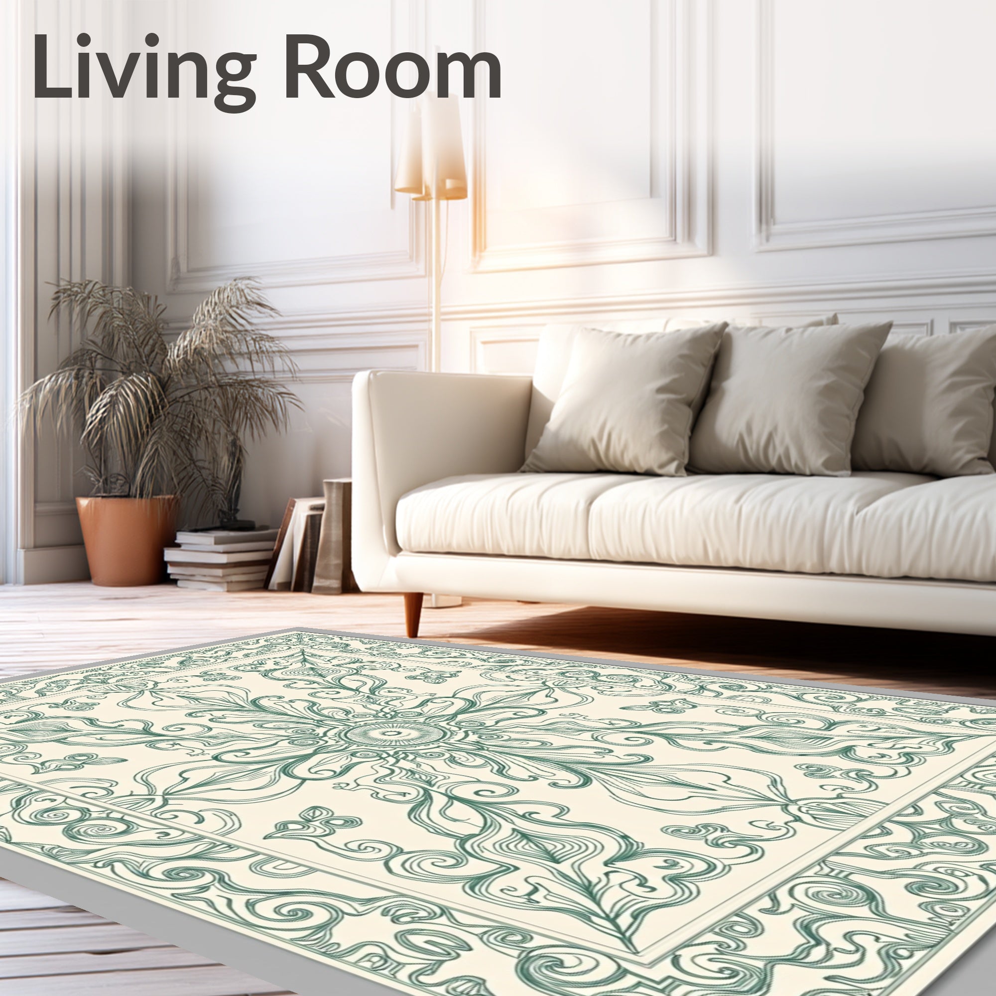 Classic Teal Scrollwork Medallion Rug