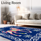 Rainbow Striped Horse Snowflakes Border Rug