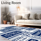 Navy White Graphic Collage Rug