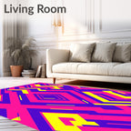 Vibrant Pink Electric Geometric Abstract Rug