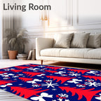 Crimson Trees White Snowflakes Bow Toss Rug