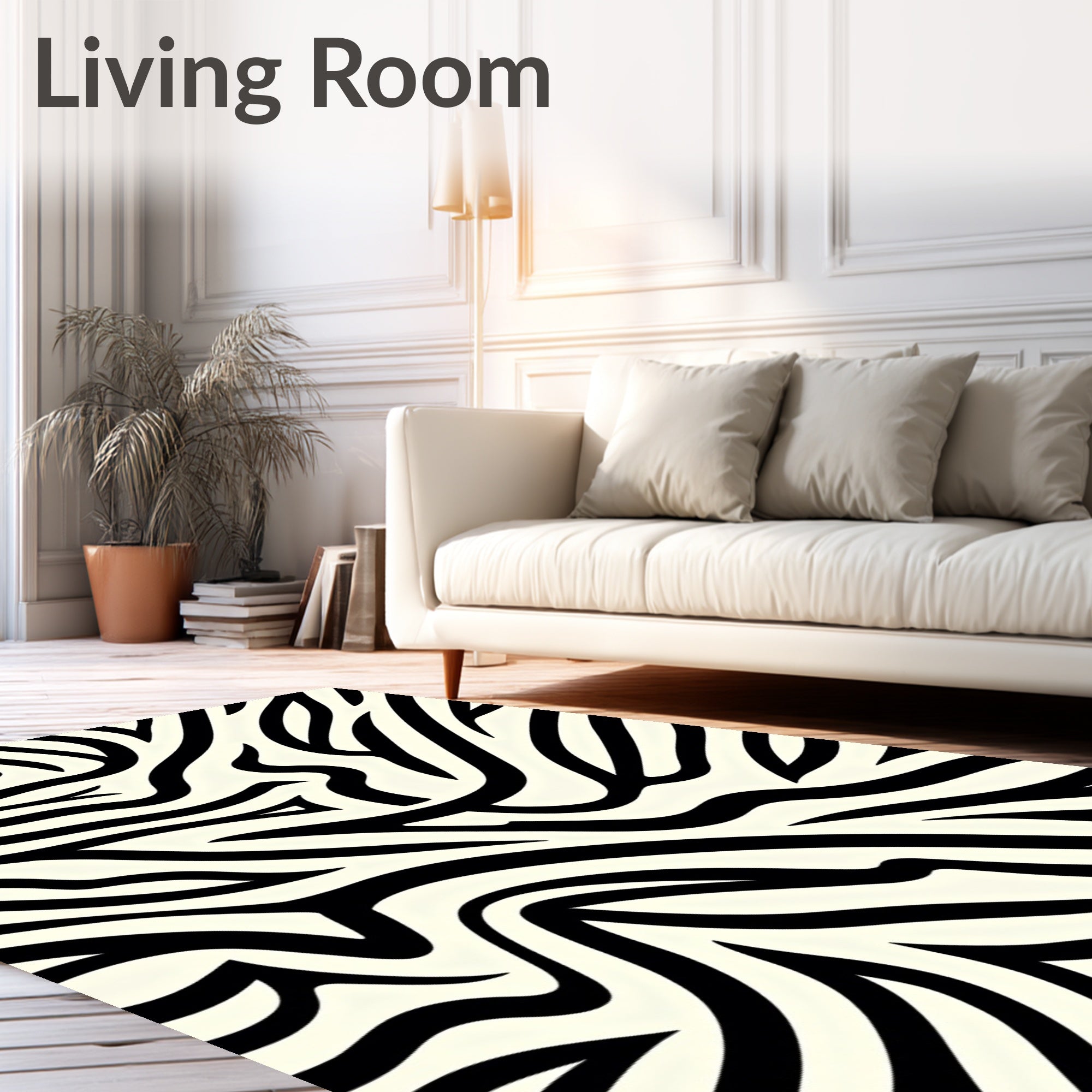 Bold Black Cream Animal Tracks Rug