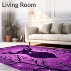 Deep Purple Majestic Deer Winter Woods Rug