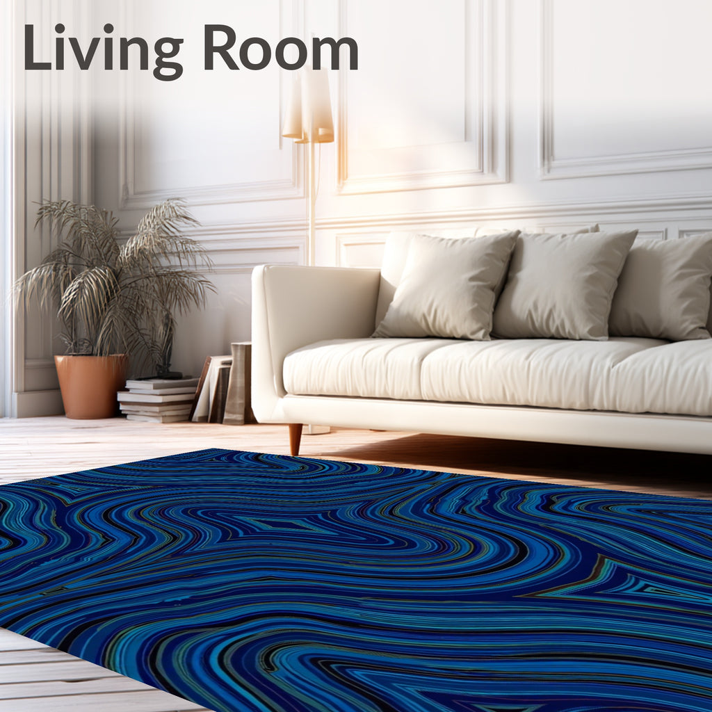 Midnight Blue Agate Swirl Rug