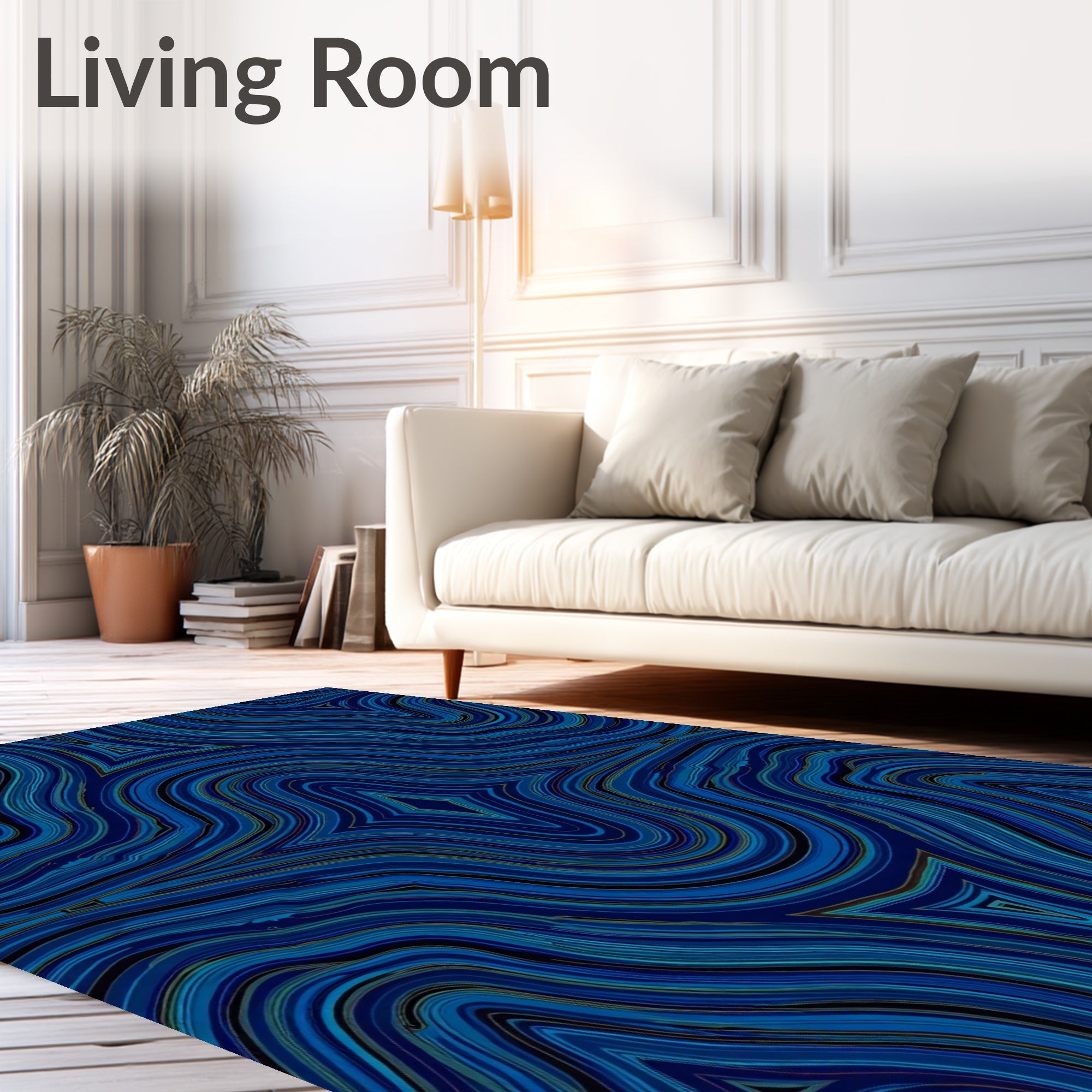 Midnight Blue Agate Swirl Rug