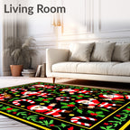 Merry Santa Claus Holly Candy Cane Collage Rug