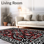 Bold Red Black Paisley Medallion Rug