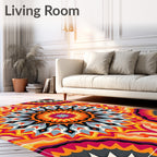 Vibrant Mandala Sunburst Geometric Rug