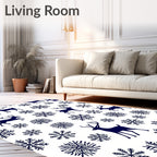 Midnight Blue Deer Snowflake Scatter Rug