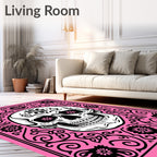 Pink Skull Floral Sugar Candy Art Rug