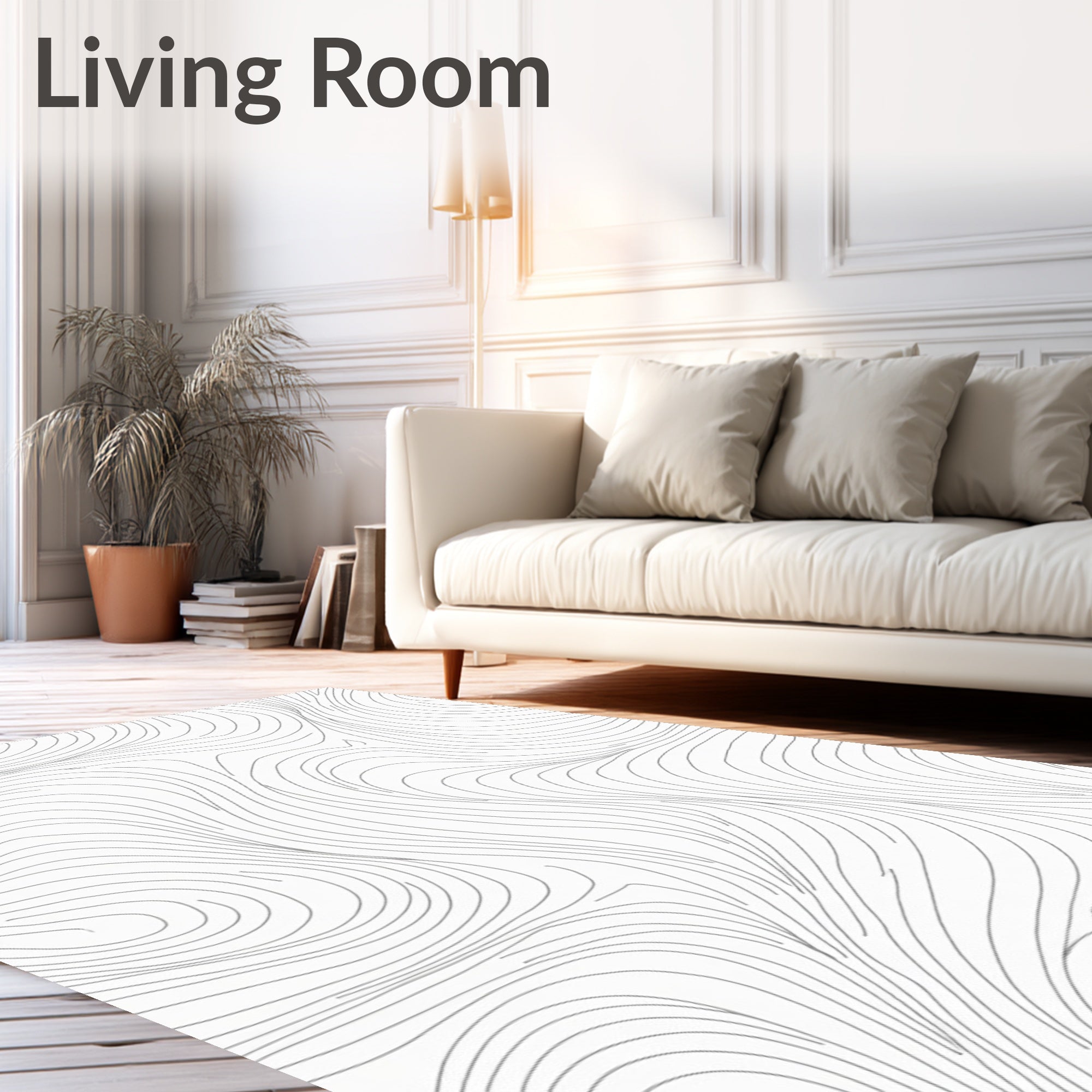 Minimalist Gray Contour Flow Rug