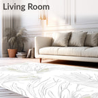 Neutral Feathered Palm Frond Rug