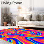 Vibrant Swirls Orange Pink Blue Rug