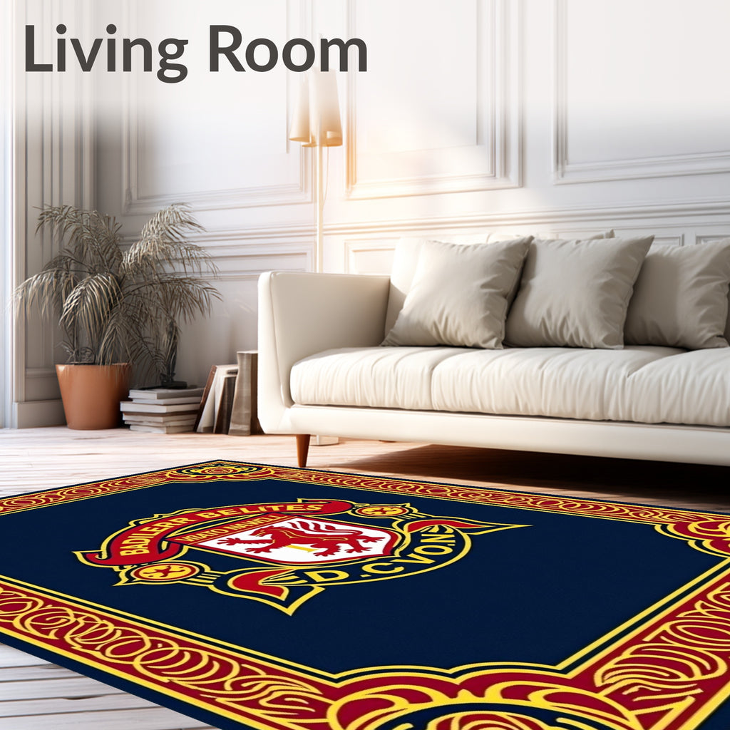 Crimson Dragon Emblem Traditional Border Rug