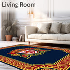 Crimson Dragon Emblem Traditional Border Rug