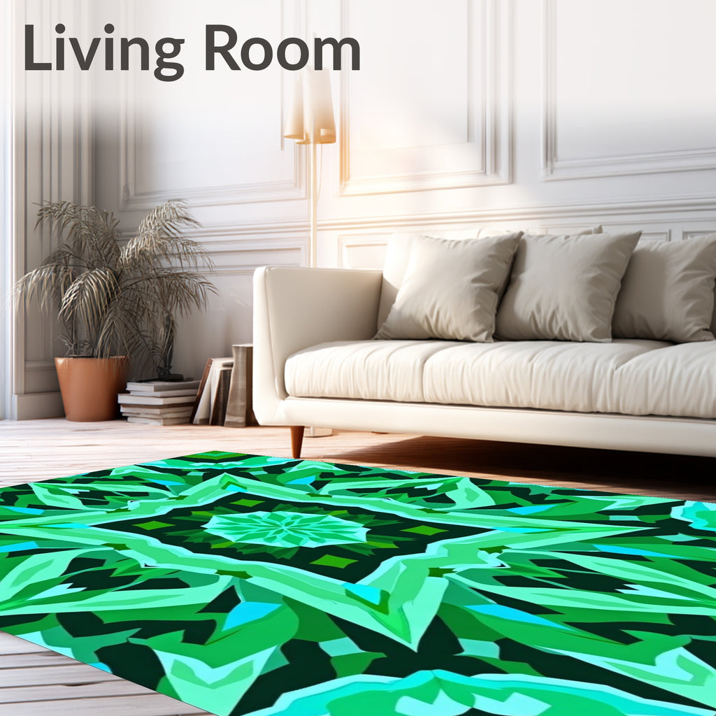 Emerald Starburst Mandala Intricate Rug