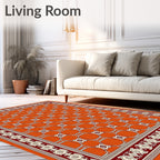 Vibrant Orange Geometric Lattice Rug