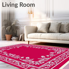 Vibrant Fuchsia Floral Border Rug
