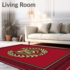 Crimson Laurel Crest Emblem Rug