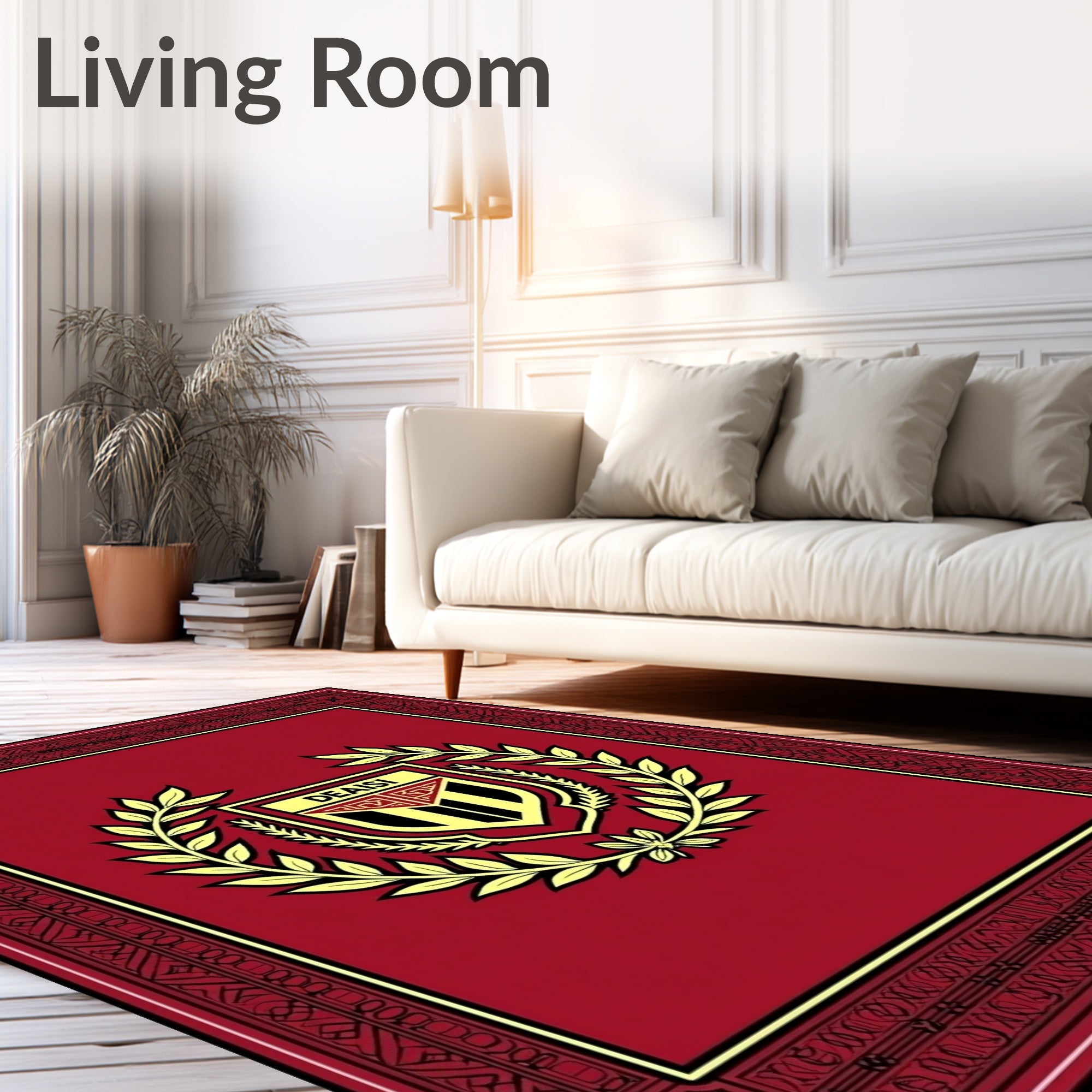 Crimson Laurel Crest Emblem Rug