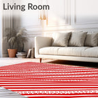 Red White Diagonal Stripe Chain Rug