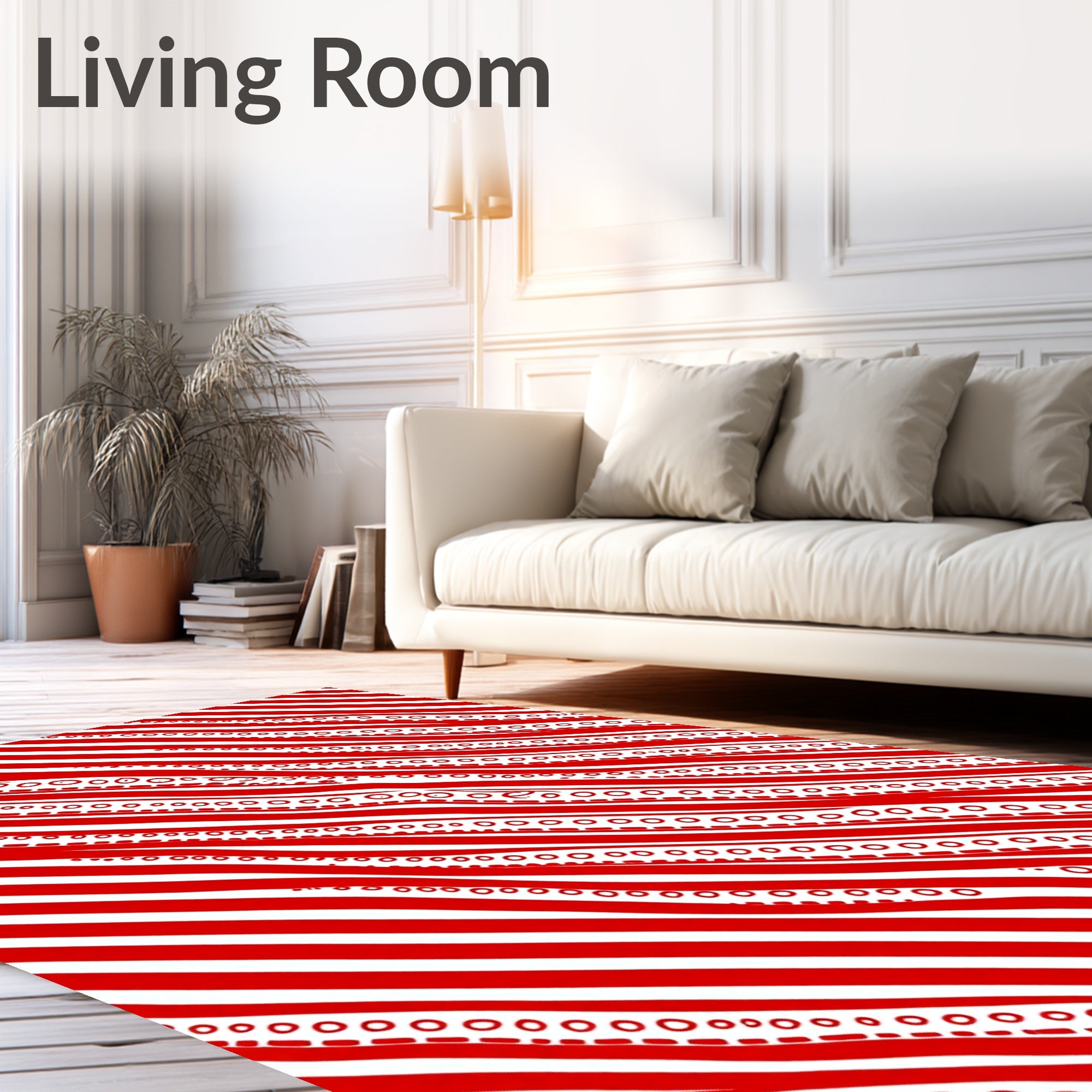 Red White Diagonal Stripe Chain Rug