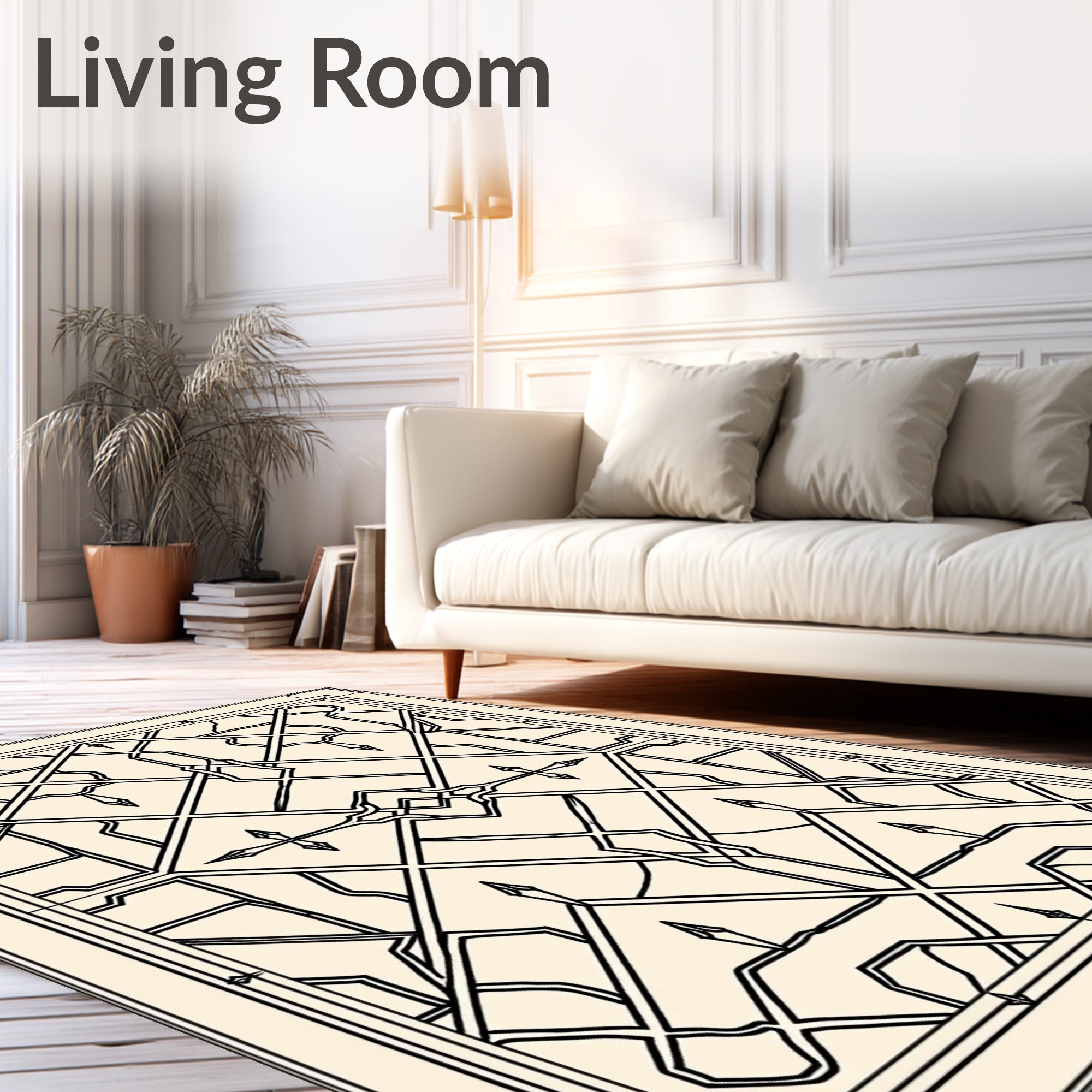 Ornate Beige Geometric Intertwined Rug