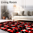 Jolly Santas Black Red Whimsical Holiday Rug