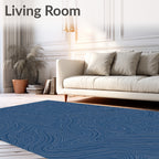 Deep Blue Swirling Topography Rug