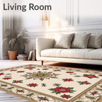 Vintage Floral Medallion Cream Rose Rug