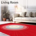 Radiant Red Concentric Circles Rug