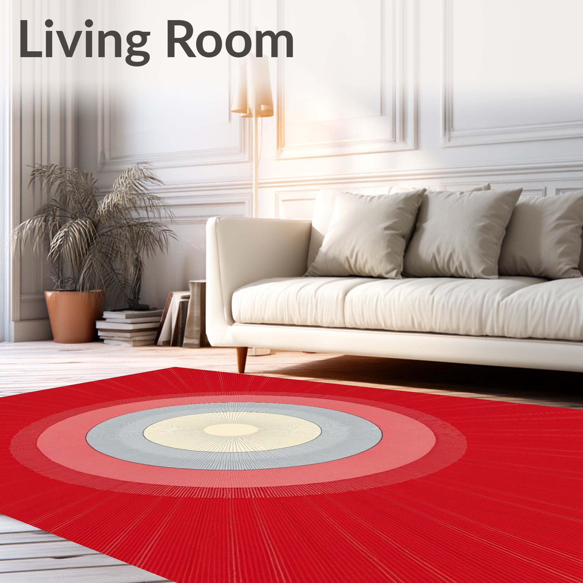 Radiant Red Concentric Circles Rug