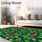 Emerald Green Red Berry Foliage Rug