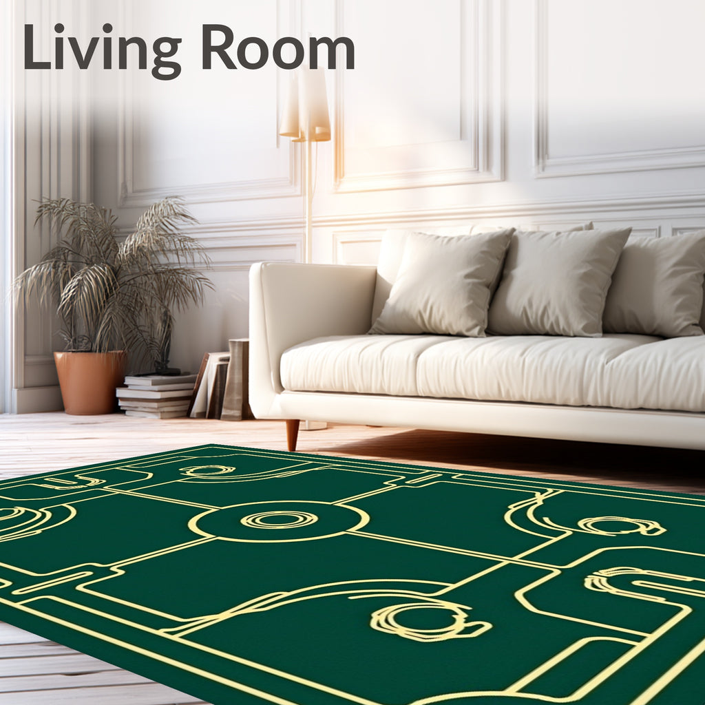 Gold Emerald Geometric Symmetry Rug