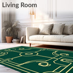 Gold Emerald Geometric Symmetry Rug